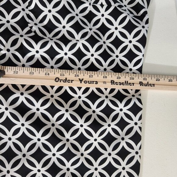 Notations Shirt Womens XL Geometric Short Sleeve Button Up Blouse Top - Picture 10 of 11